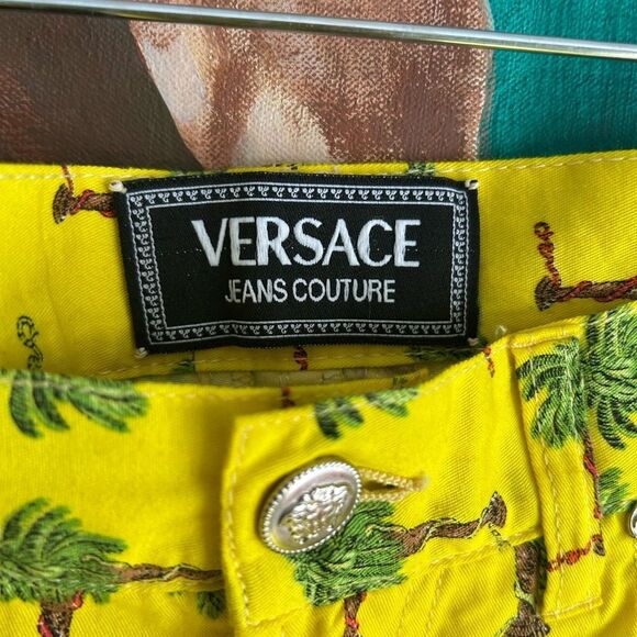 Vintage 90s Versace Jeans Couture Palm Tree Garden Of Eden Snakes jeans - Picture 15 of 16